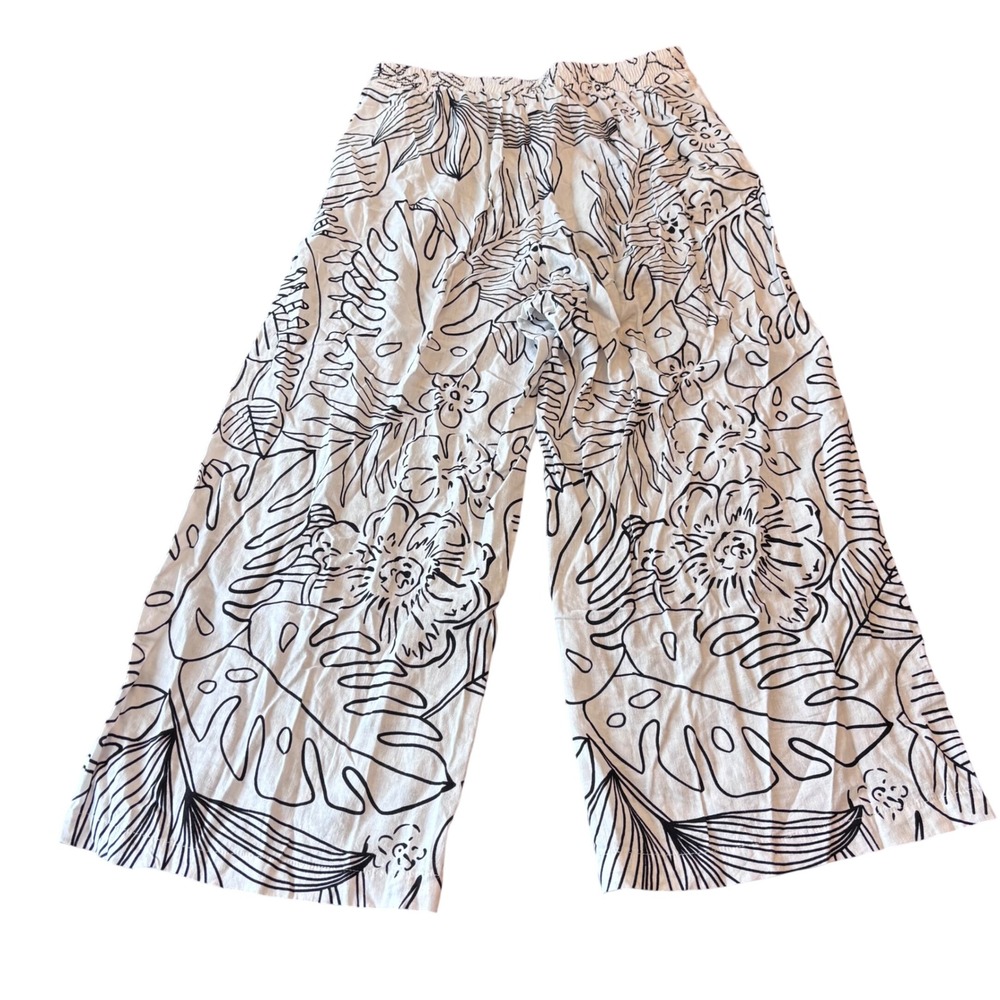 Christian Siriano New‎ York | Womens S | Linen Blend | Wide Leg Tropical Pants